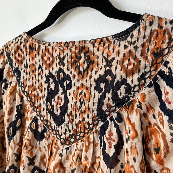 beachlunchlounge Penelope Button Front Blouse Long Sleeve Flowy Boho Womens XS - Picture 9 of 13